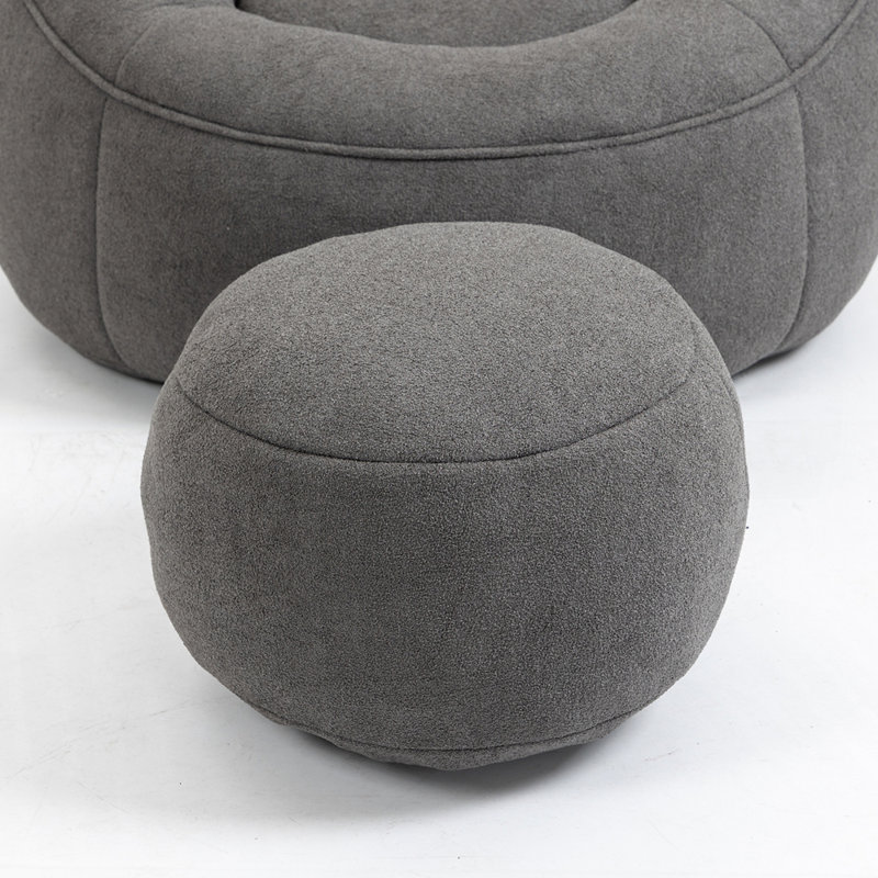 Fauteuil à billes souple avec repose-pieds, Gris