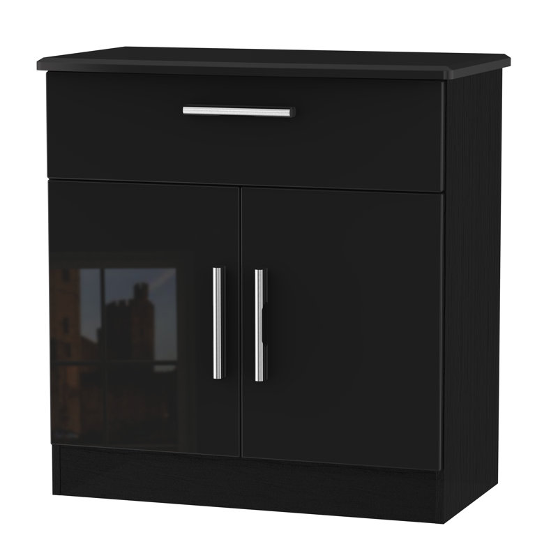 Rau 76cm W 1 - Drawer Chest of Drawers, Black Gloss