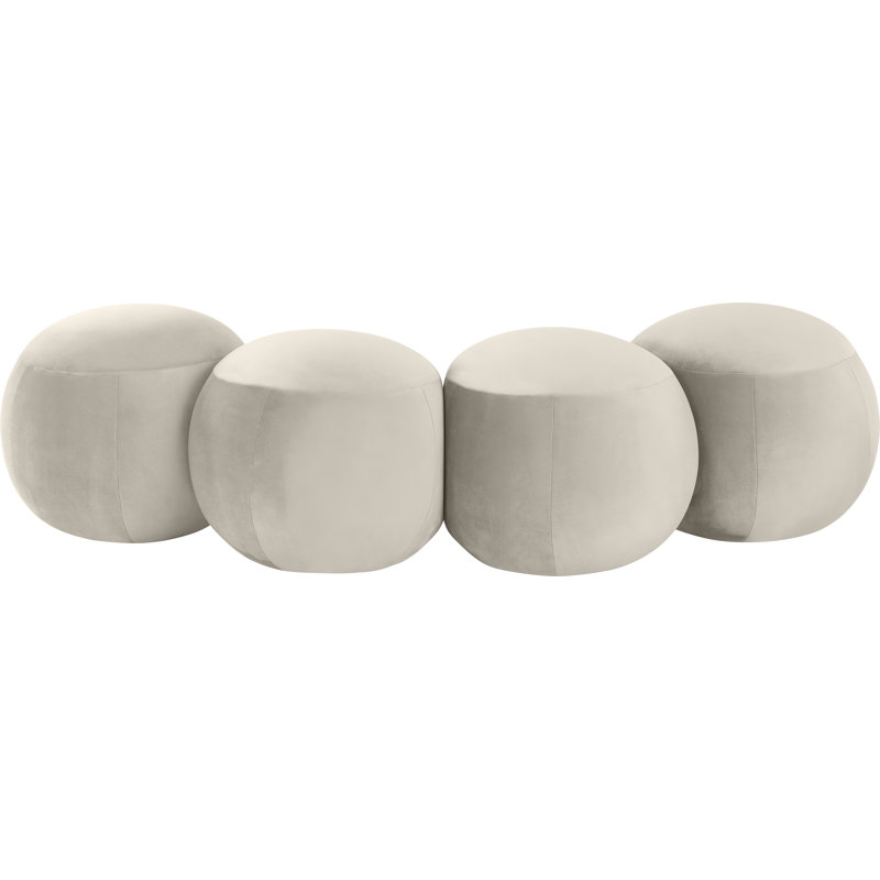 Apollo Velvet Bench, 18" H x 65" W x 31" D, Cream Velvet