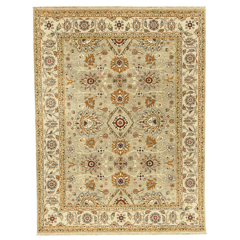 High-Quality Hand-Knotted Camel And Beige Area Rug