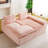 Pink Turtle Velvet Versatile Sofa: Convertible Twin-seat & Right Chaise-831614252