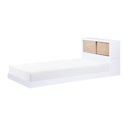 Mid-Century Style Twin Bookcase Headboard - Low Profile Size Bed For Bedroom 2-Tone Design