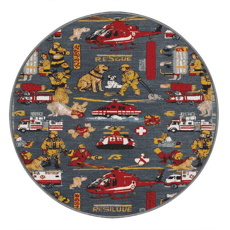 Tapis de transport gris lavable à la machine, Rond 5 pi