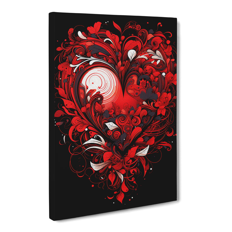 Love Heart Line Art - Wrapped Canvas, 50cm H x 35cm W x 3cm D