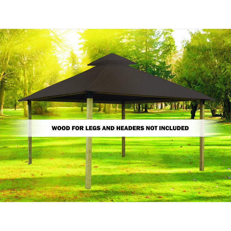 Roof Framing And Mounting 12 Ft. W x 12 Ft. D Solid Wood Gazebo, Desert Beige, 141.5" H x 144" W x 144" D