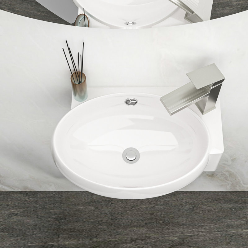 Lavabo de salle de bain, 16 po x 11 po en céramique, fixation murale, blanc, teint, écoénergétique avec lavabo et lavabo en céramique 16,5l "x 11"