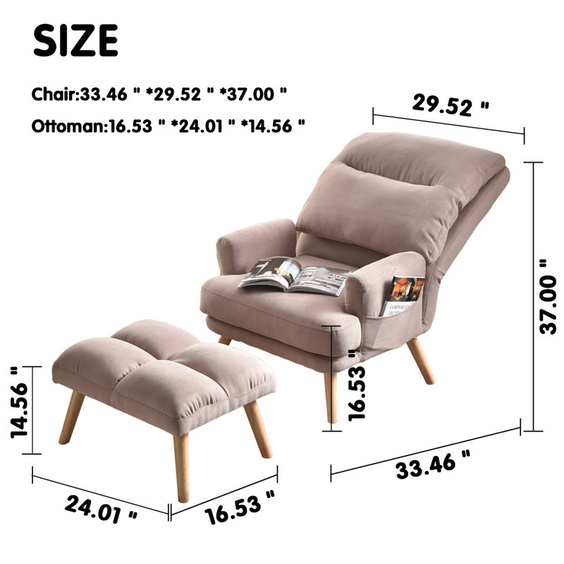 Liudger Recliner, Pink Linen Blend, Burlywood