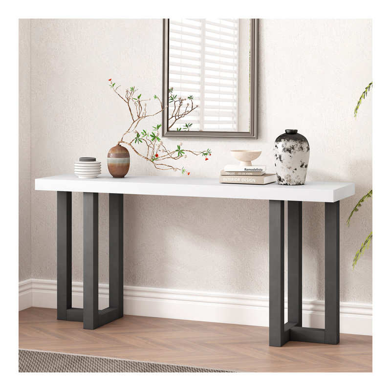 Console de conception géométrique avec pieds en pin massif, convient au vestibule, au couloir, au salon, à la chambre à coucher