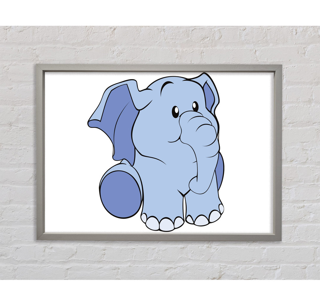 Gerahmtes Wandbild Happy Baby Elephant White