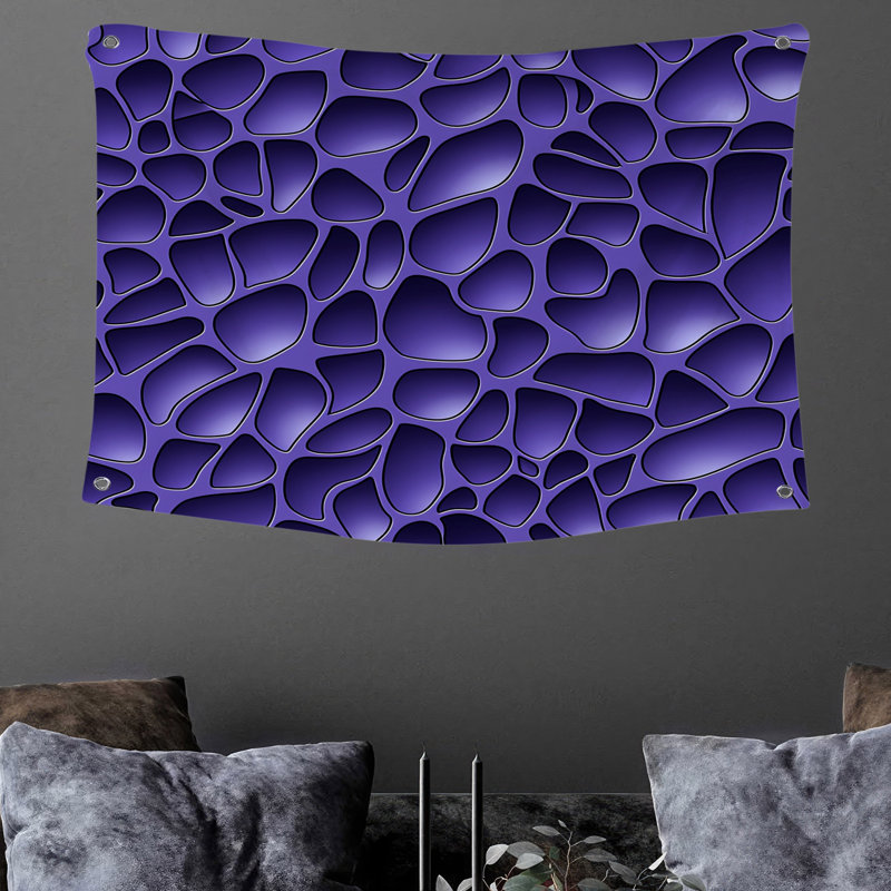 Purple Cells Wall Tapestry -  Geometric Wall Decor, 50" H x 60" W