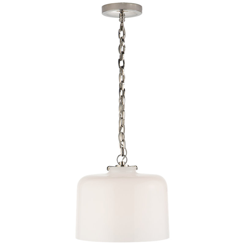 Thomas O'Brien Katie Dome Pendant, White, Polished Nickel