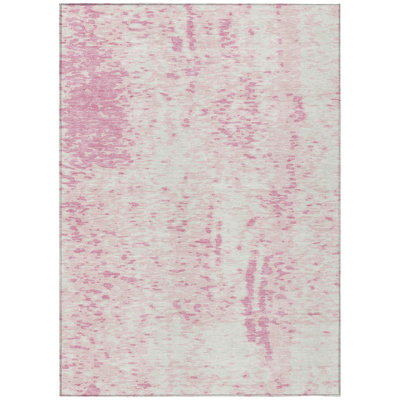 Tapis intérieur lavable abstrait 3 pi x 5 pi rose et ivoire