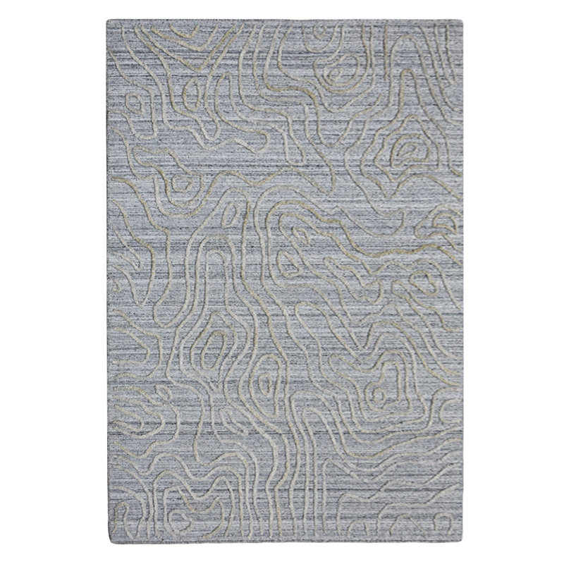 Hand Woven Overtufted Kilim Abstract Polypropylene Silver Rectangle Indoor Area Rug, Rectangle 4'x6'