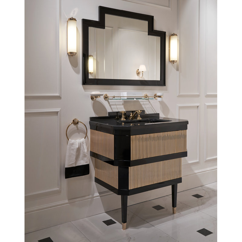 Metropolitan 34.25'' W Single Vanity, Light Gold/Black