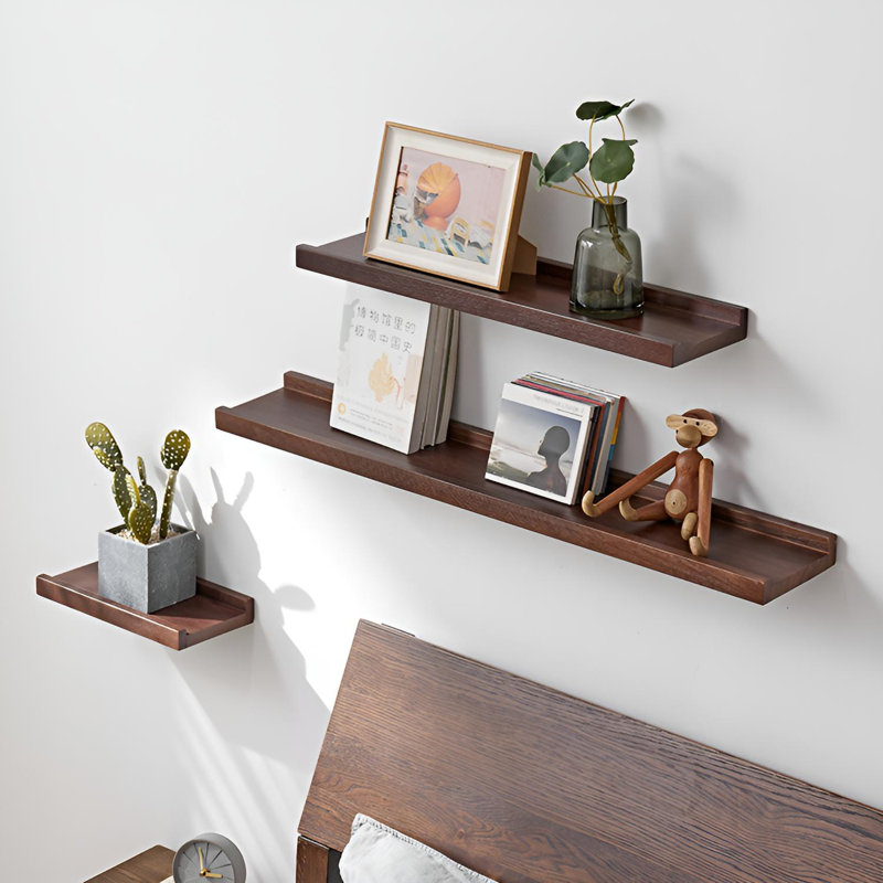 Tablette murale flottante en bois massif, H 1,57 po x l 31,49 po x P 3,93 po