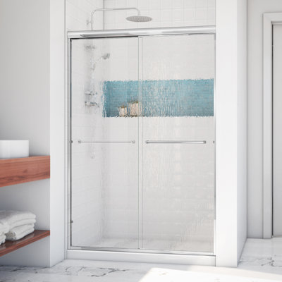 Leser 50" W x 70.38" H Bypass Frameless Shower Door