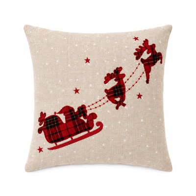 Appliqued Linen Throw Pillow