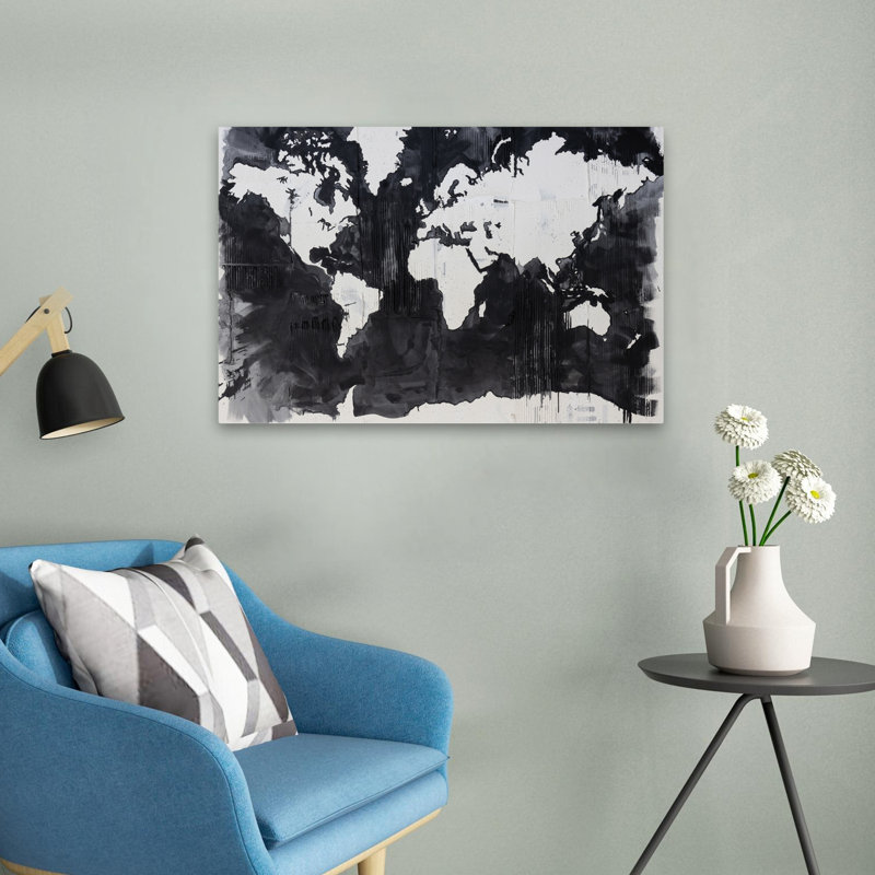 Carte contemporaine du monde, H 24 po x l 16 po