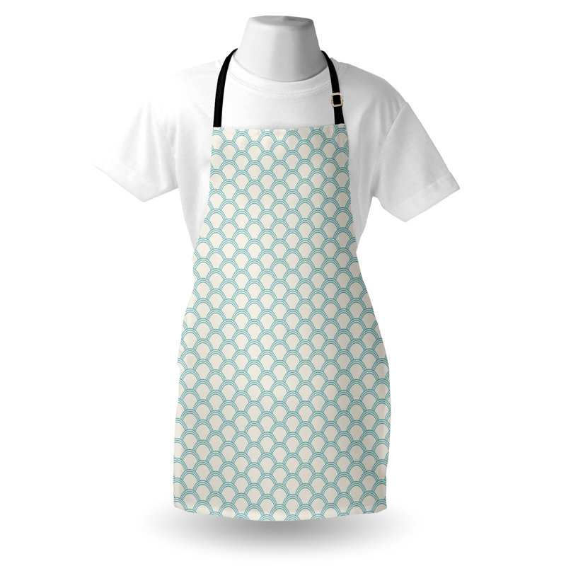Tablier blanc pour préparation et saveur unisexe, simple maritime, taille adulte, crème turquoise