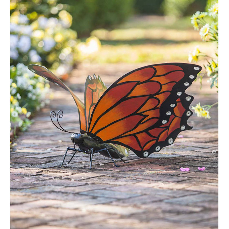 Statue de jardin papillon monarque en métal Briceson