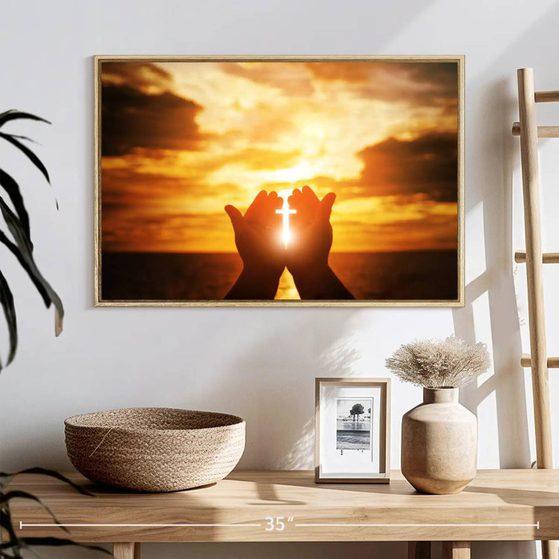 Religion, Cadre flottant en bois naturel, 25 po x 17 po
