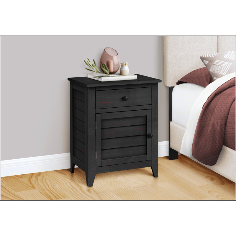 Accent Table With Storage Drawer And Cabinet, Black