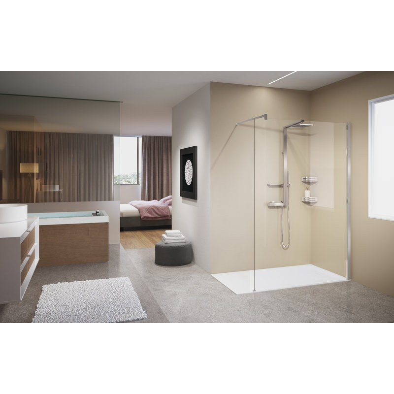 Kuadra Slab Semi-Frameless Wet Room Glass Screens with Clear Glass, 2000 mm x 1400 mm