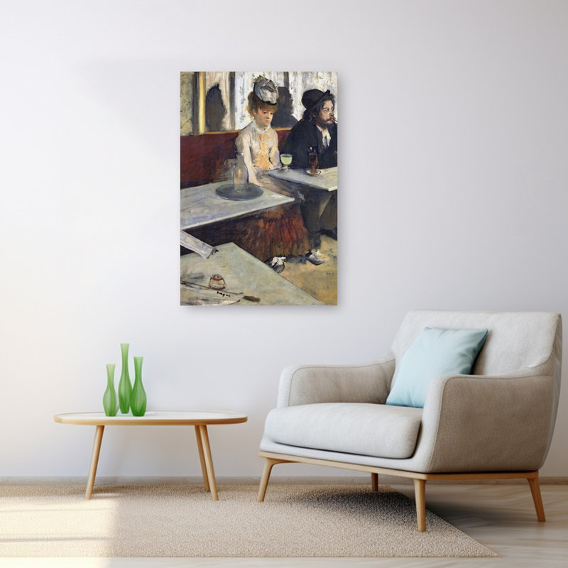 Dans un café, ou à l'absinthe, vers 1875-1876. Estampe d'art mural contemporain abstraite impressionniste., H 48 po x l 32 po