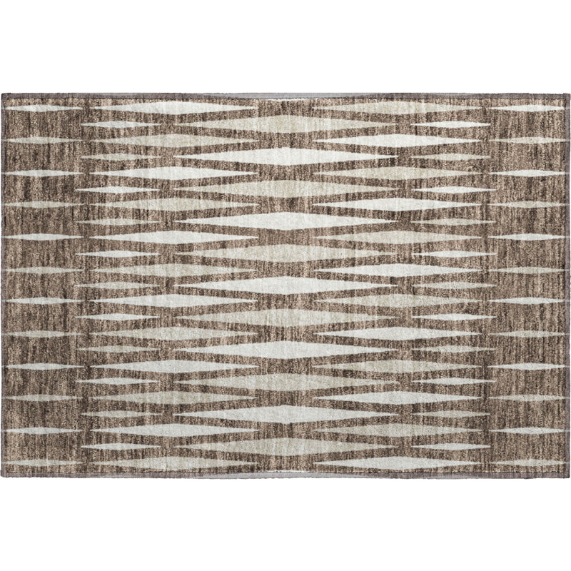 Premium Machine Washable Prisco Brown Rug, Rectangle 1'8" x 2'6"