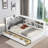 Platform Bed With Upholstered And Storage Headboard, Rotatable Board, Storage Shelves And 2 Drawers-1542100296