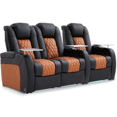 Power Sofa Zero Gravity Reclining Electricity Sofa Power Recliner Loveseat Chair Top Grain Leather Movie Chair Gaming Seat With USB Charging Tray Table Cup Holders