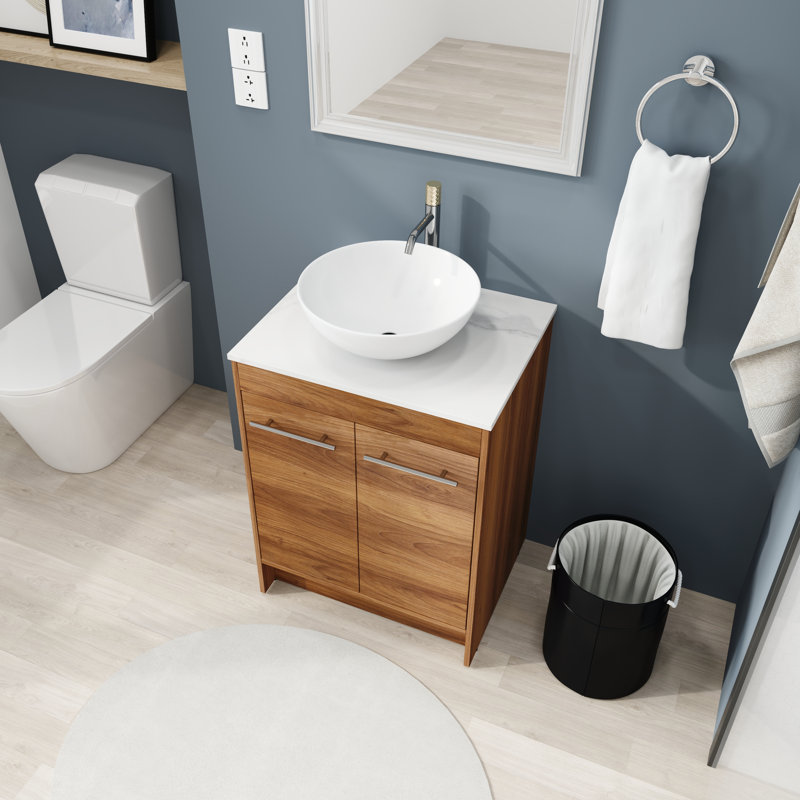 Arethia 23.6'' Single Bathroom Vanity with Ceramic Top