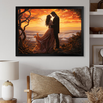 «Bethen Romantic Couple Landscape Luminous Embrace V», reproduction sur toile