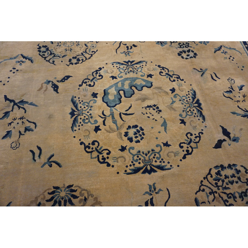 Wool Ivory Chinese Antique Room Size - Peking 1920s Rectangle Knotted Rug