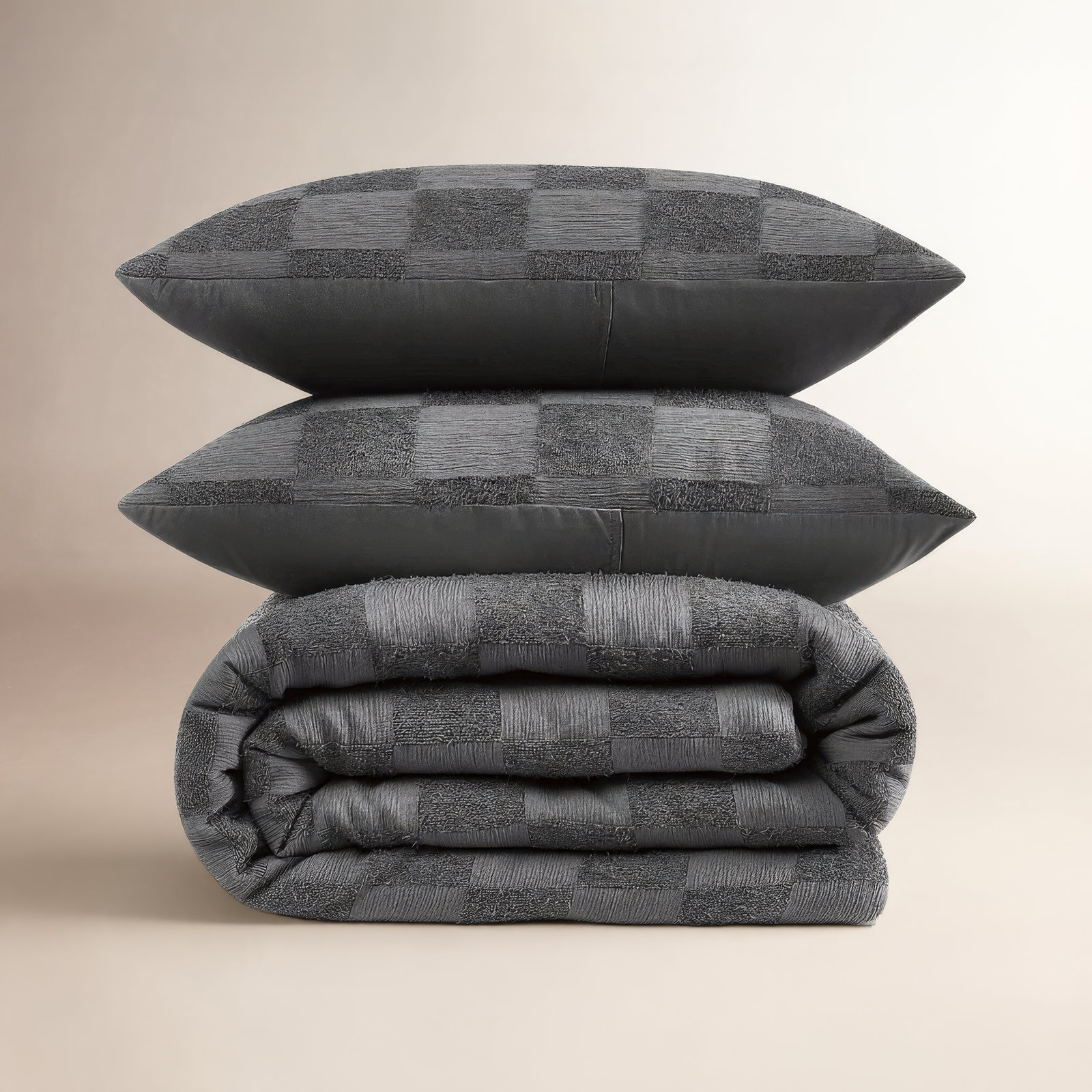 Lora Comforter Set, Queen Comforter + 2 Standard Shams, Gray