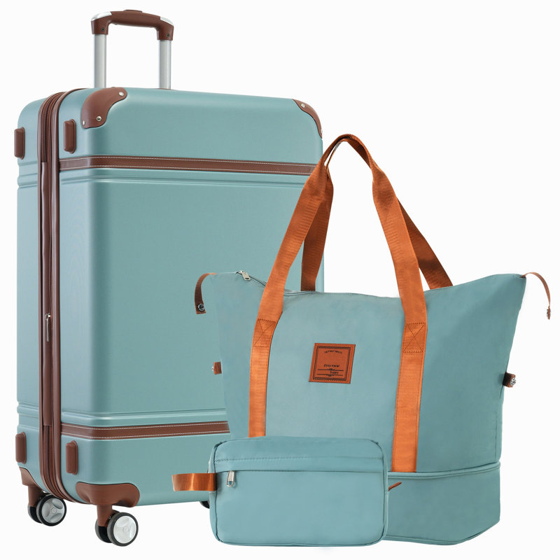 Ensembles de valises rigides avec sacs Valise légère à roulettes doubles avec verrou TSA, valise rétro simple 28 po