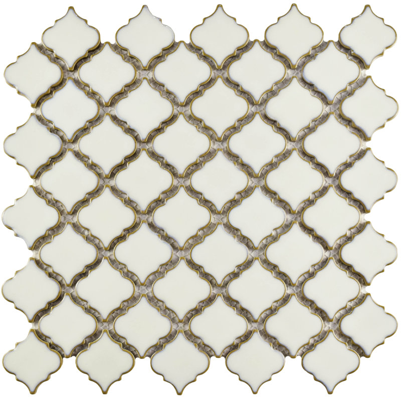 Hudson Tangier 2" x 2" Porcelain Arabesque Mosaic Wall & Floor Tile, Snowcap White
