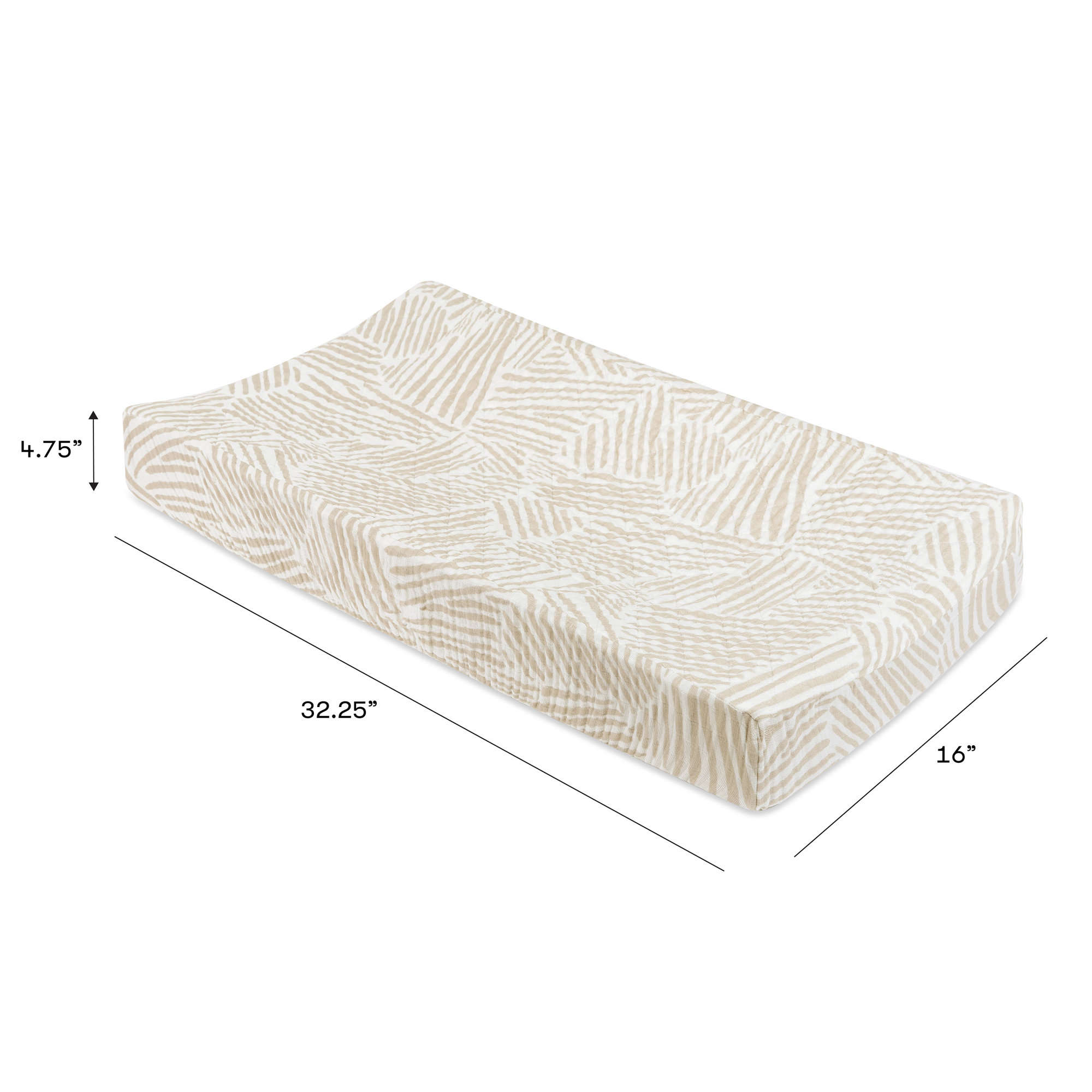 Oat Stripe Quilted Changing Pad Cover In  Muslin Cotton