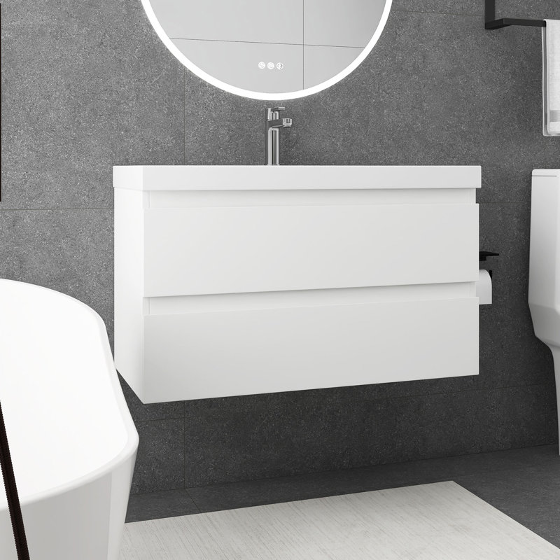 36'' Single Bathroom Vanity with Resin Top, White