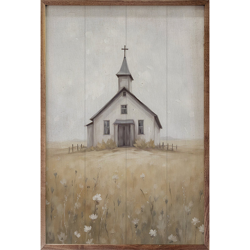Église dans le champ, H 36 po x l 24 po
