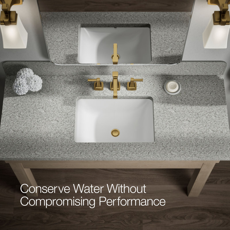 Riff Widespread Bathroom Sink Faucet, Vibrant Brushed Moderne Brass, 0.5 GPM