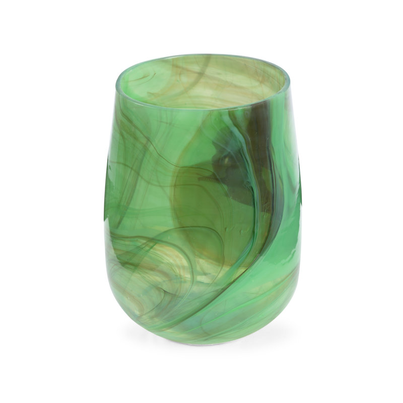 Berilo Handmade Glass Table Vase, 9.8" H x 7.5" W x 7.5" D