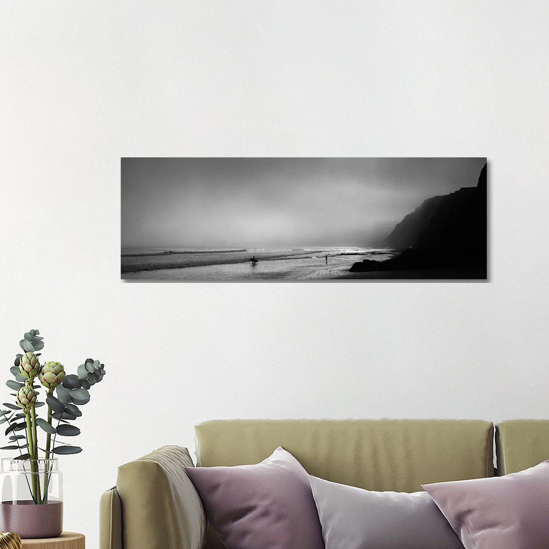 Surfers On The Beach, Point Reyes National Seashore, Marin County, California, USA - Wrapped Canvas Panoramic Print
