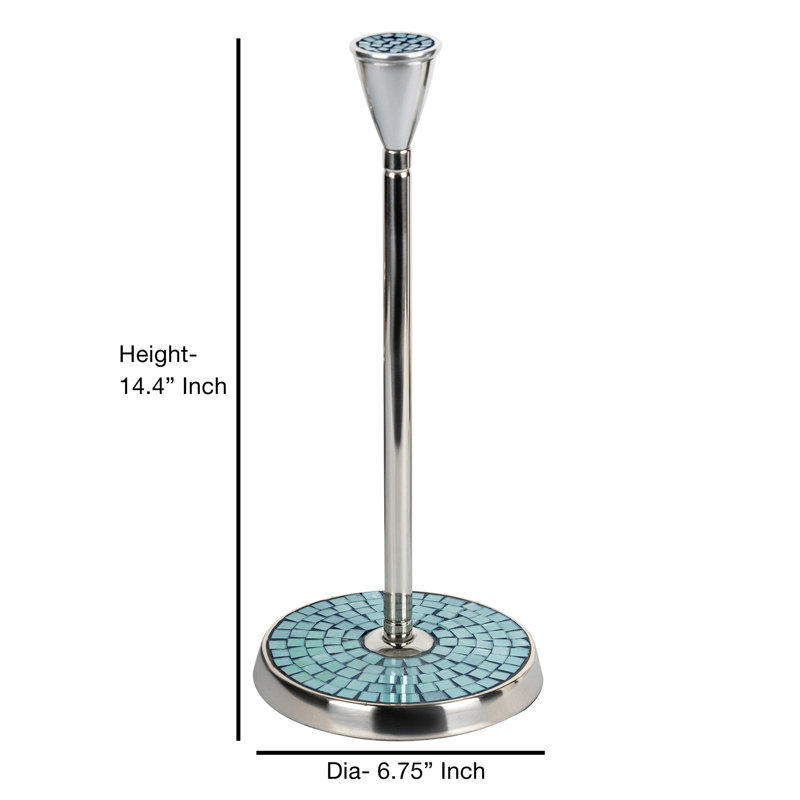 Porte-essuie-tout en acier inoxydable | Distributeur de papier essuie-tout à une main avec base lestée Easy Easy Turquoise mosaïque, finition chromée