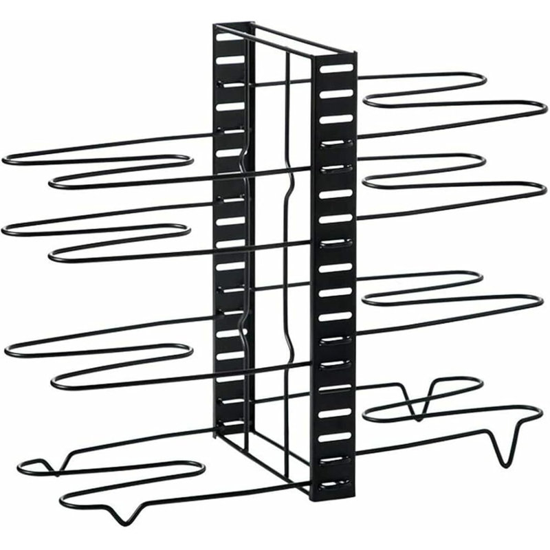 Support à casseroles avec 3 méthodes de bricolage, support de cuisine en métal noir et 8 pots, hauteur et position ajustables