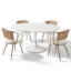 Table de salle à manger extensible ovale avec base en piédestal en métal, sièges 4-6, blanc-480953929