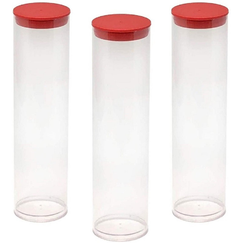 Tubes de rangement en plastique 2 po x 8,25 po, 10.66, Rouge