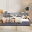Lit plateforme tapissier simple avec rangement - tissu de velours doux, tête de lit confortable, tiroirs spacieux pour la literie supplémentaire et côté tête de lit à vêtements, pratique-2054373573