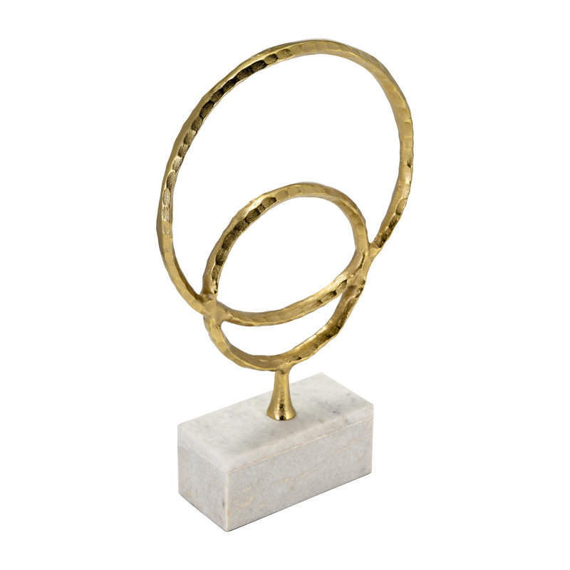 Aluminum Metal Sculpture with Abstract Rings Design in Glam Style - Contemporary Decorative Accent for Modern Spaces.