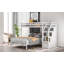 Lit mezzanine simple au-dessus d'un lit double standard avec escalier de rangement pratique, blanc-1478168216